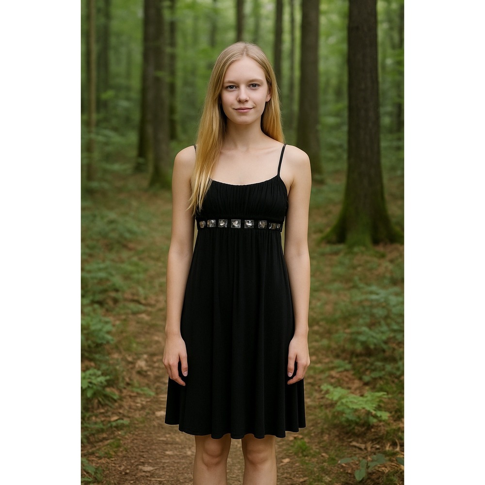 Mint Womens Black Embellished Babydoll Strappy Party Dress Size M Y2K Whimsigoth